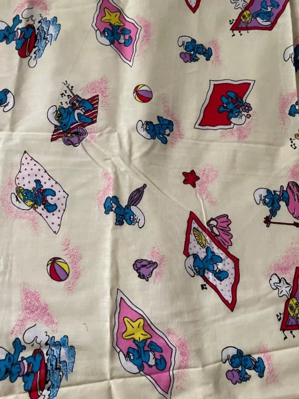 Vintage 1981 Smurfs Curtain Set By Wallace Berrie 45